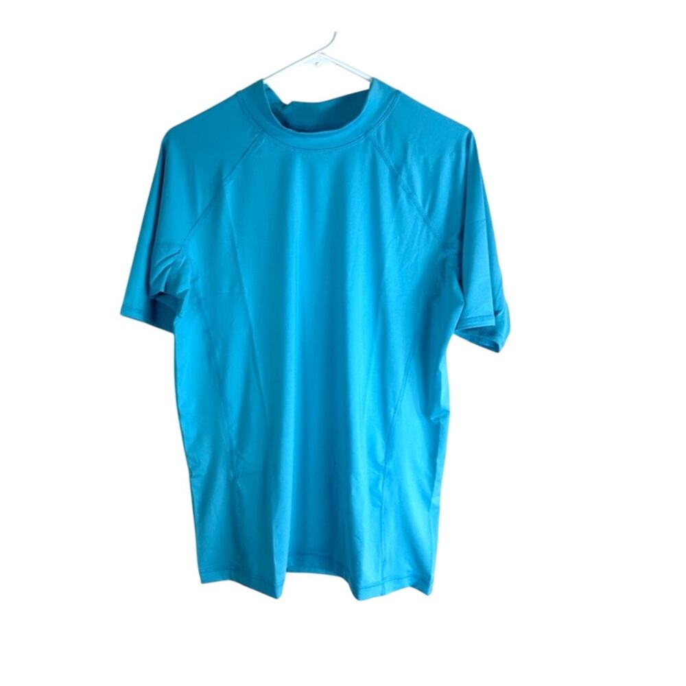 Lands End Kids XXL Husky turquoise SPF rash guard swim shirt NWT size 18H-20H.
